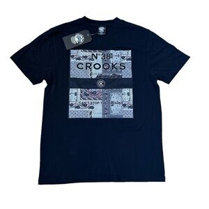 NWT Crooks & Castles Bandana Fill Klepto Tee in Black